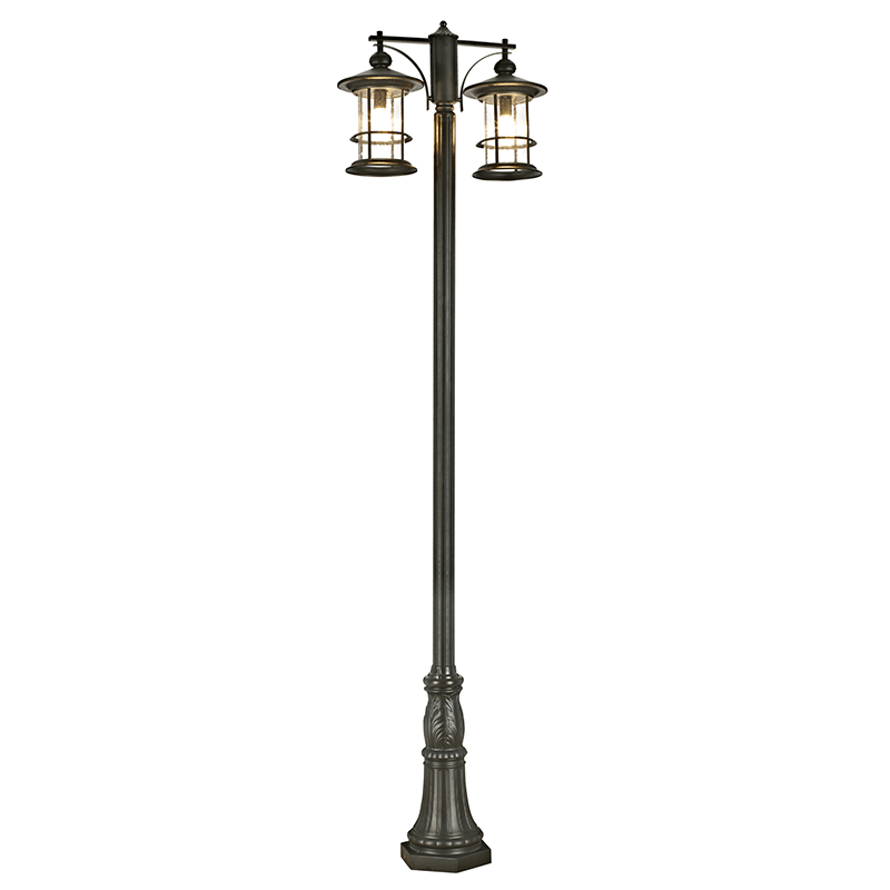 DH-4619-2M(107#) Outdoor Post Light, 2-Head Outdoor Street Light With Seed Glass Shade