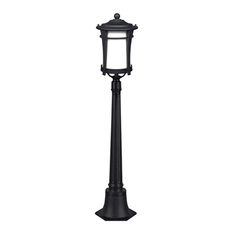 DH-4638(02#) Outdoor Post Light With Pier Mount Base and Opal Glass Shade, Garden Light Lamp Post
