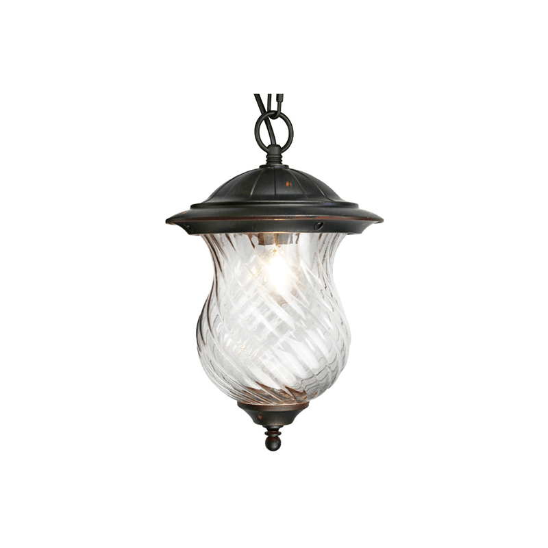 DH-8672(17#) Outdoor Hanging Lantern Light Fixture, Exterior Pendant Porch Light With Optic Twist Glass Shade
